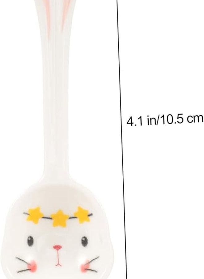 Hand Painted Bunny Ceramic Spoon Lightweight Soup Spoon For Home Restaurant Use - Image 2